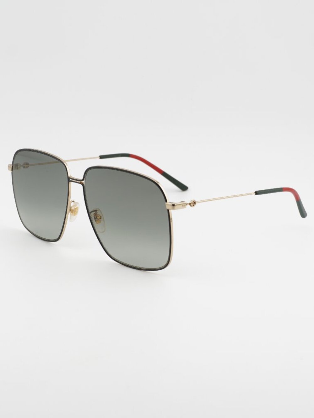 Gucci GG0394S 001 Sunglasses Black / Gold Aviator Frame, Grey Lenses